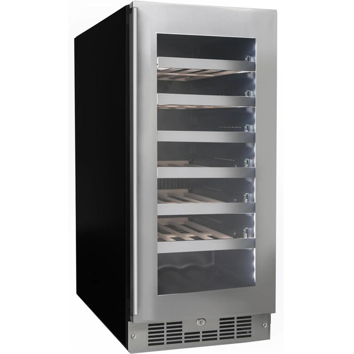 Danby Silhouette Tuscany 28-Bottle Built-In Wine Cooler, 15" Stainless Steel, Pro-vection Cooling, Anti-Vibration Shelving