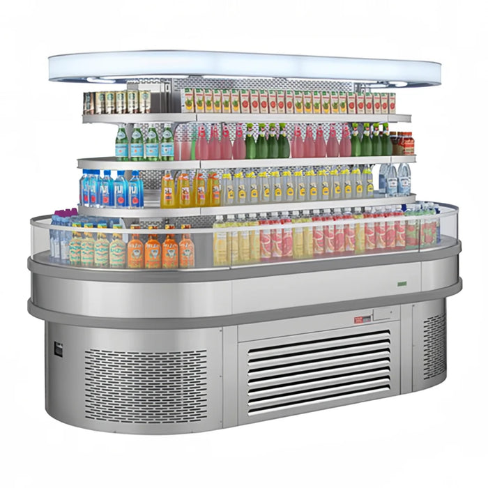 Turbo Air Island Open Display Merchandiser - Self-Cleaning Condenser, LED Lighting, Stainless Steel, 28.8 cu. ft.